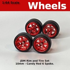 Candy Red 6 spoke Real Riders JDM Classic Wheels for 1/64 for Hot Wheels