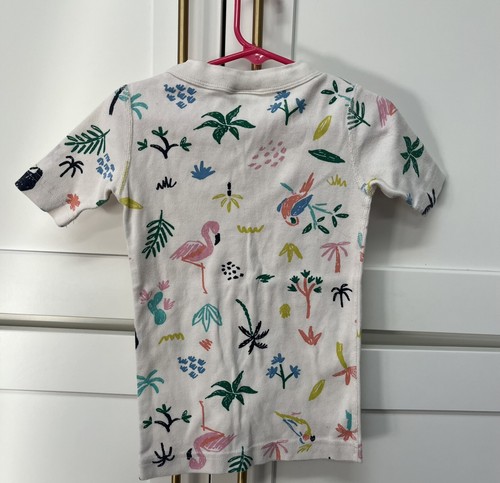 Hanna Andersson Short Sleeve Pajama Top Shirt Girls Sz 5 Flamingo Jungle Vibrant - Picture 4 of 4