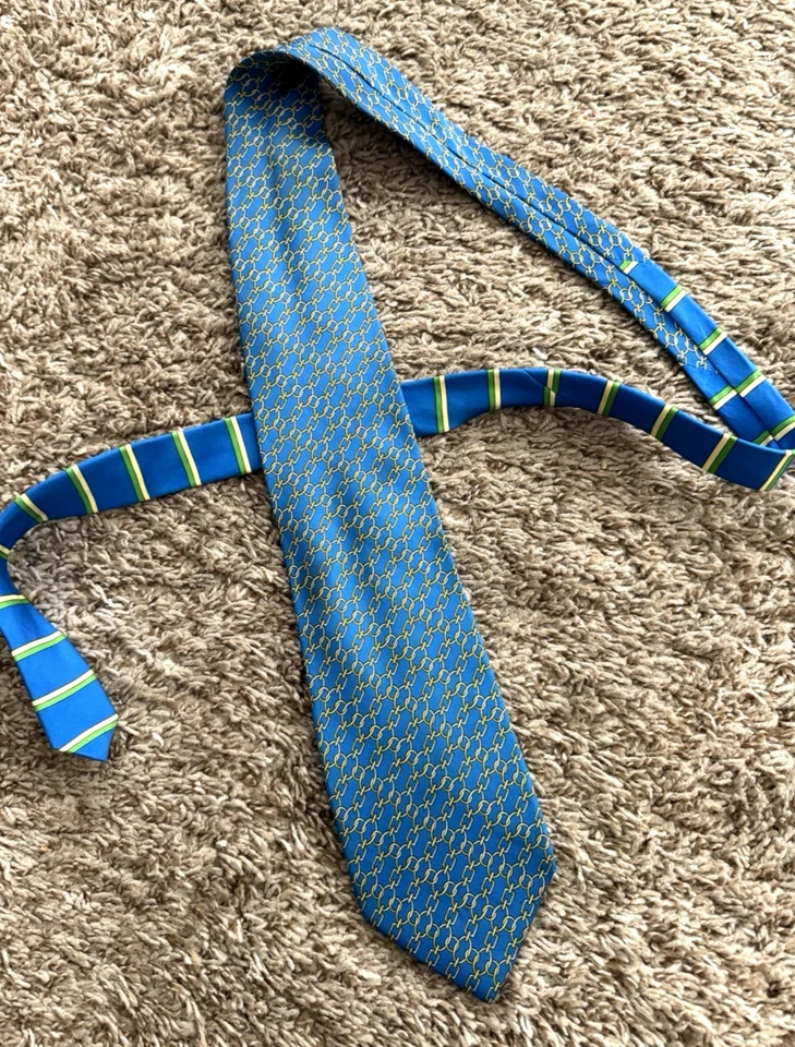 Paolo Gucci винтажный. Галстук 100% шелк цепочка Италии 59 «L / 4» W синяя полоса б/у в отличном состоянии - Изображение 4 из 4