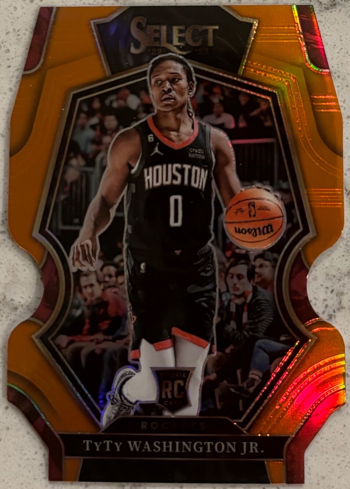 🔥2022 Select Premier Level TyTy Washington Jr ORANGE Prizm Die-Cut RC #d /65🔥