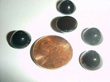 36 VINTAGE GERMAN JET GLASS 11mm. ROUND CABOCHONS L459