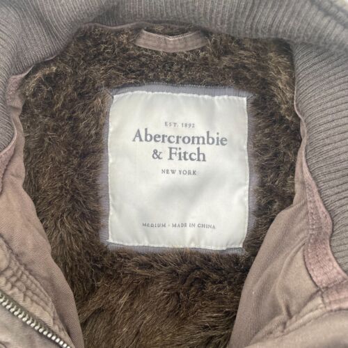 Vintage Abercrombie & Fitch Coat Jacket Women Medium Brown Faux Fur Lining Y2K - Picture 2 of 11