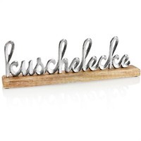 "Deko Aufsteller \"Kuschelecke\" - Schriftzug Aus Metall Auf Mangoholz-Sockel"