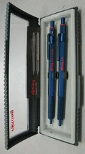 Rotring 600 Blue Hexagonal Knurled  Ballpoint Pen & 0.5 Pencil Set New In Box