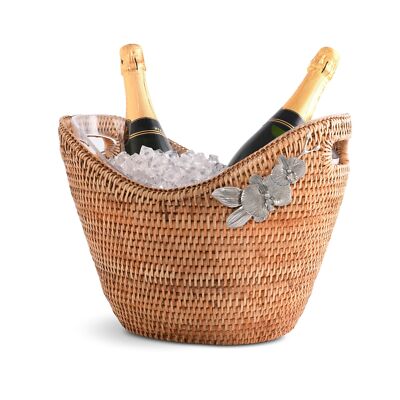 Vagabond House Rattan Wicker Champagne Bucket - Luxury Boho Outdoor Cooler, I...