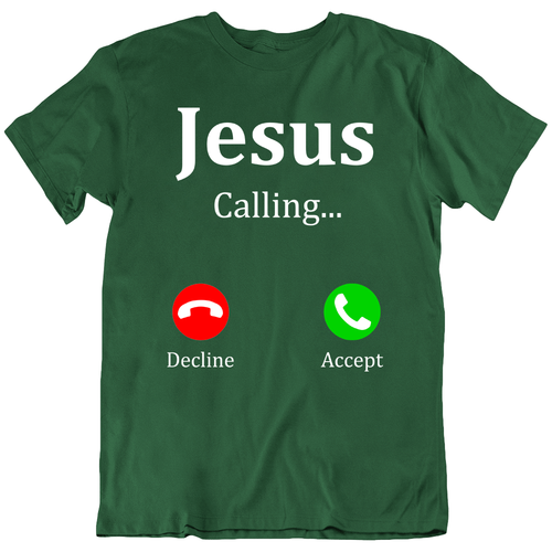 God Christ Christian Jesus Calling Phone Funny T-Shirt Tee Gift New - Picture 3 of 11