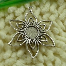 45 Pcs Tibetan Silver Flower Charms Pendant 47X38MM S3293 DIY Jewelry Making