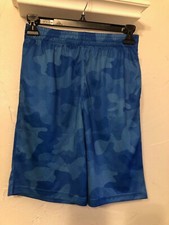 NEW Lands End Boys Medium 10-12 Blue Camo Print Athletic Shorts Drawstring