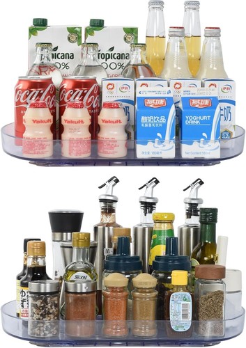 2 Pack Lazy Susan Turntable Organizer for Refrigerator 360° Transparently