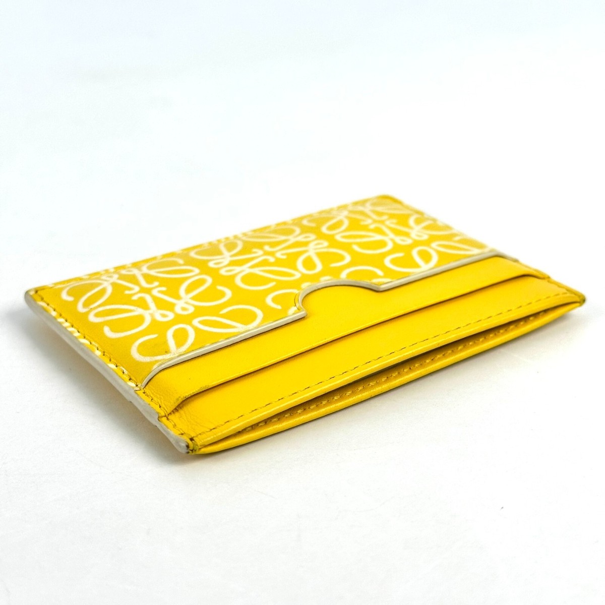 LOEWE Business Card Anagram Card Case Holder Yellow Leather