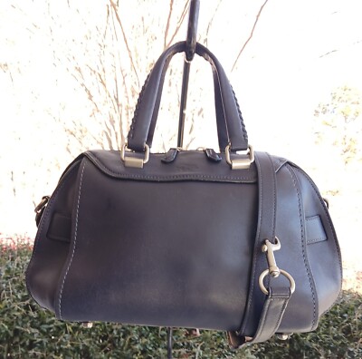 Coach 37017 Ace Navy Blue Glovetanned Leather Satchel W/Whipstitch