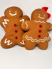 Plush Christmas Gingerbread Pillow, Gingerbread Boy, Gingerbread Girl, 18" NEW