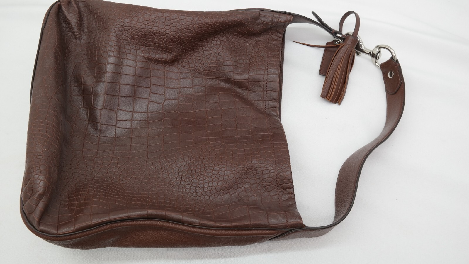 Coach Avery Embossed Crocodile Pattern Brown Leat… - image 4