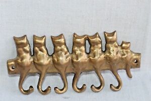 Brass Cat Kitten Tails Hook Wall Mount Car Key Holder Ebay