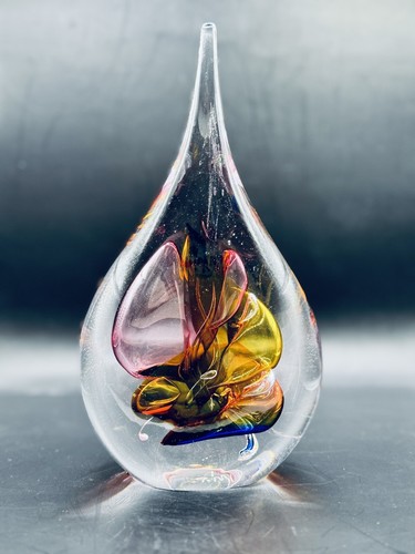 Hand Blown Crystal Art Glass Teardrop Home Decor Paperweight