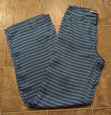 NWT MNG By Mango SIze 4 100% Polyester Blue Diamond Print Semi-Sheer Pants 1976