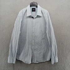 Hugo Boss Shirt Mens 2XL White Blue Tattersall Plaid Check Sporty Regular Fit
