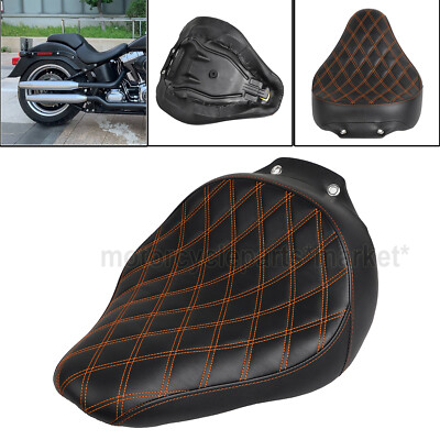 Motorcycle Black Orange Stitching Diamond Solo Driver Seat For