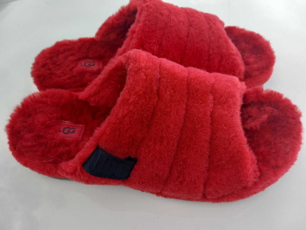 UGG Fluff You Men‎ Samba Red Sheepskin Slippers Slides 1117473 Size 7 NEW Fluff You Slipper | UGG main image 4