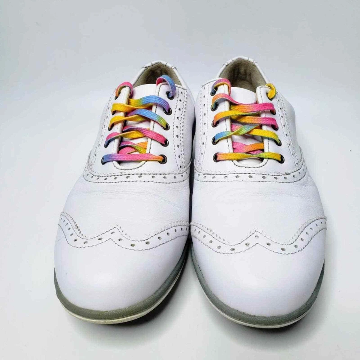 Footjoy LoPro Rainbow Laced White Golf Shoes 7M