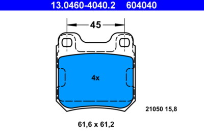 ATE 13.0460-4040.2 Bremsbelagsatz, Scheibenbremse für ,CHEVROLET,OPEL,SAAB,VAUXH