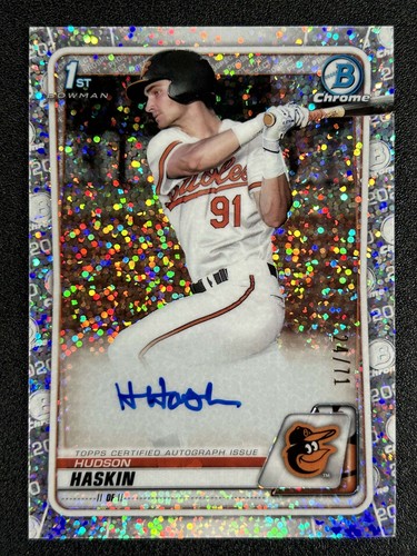 Hudson Haskin 2020 Bowman Chrome Draft 1st Sparkle Refractor AUTO 24/71 ORIOLES