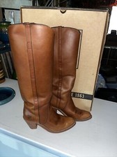 Vintage Frye Black Label Tan Leather Tall Campus Boots Sz 6 B 70s Riding In Box