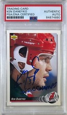 Ken Daneyko  auto insc 1992 Upper Deck card PSA Encapsulated New Jersey Devils