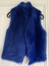 Whistles Blue Sheepskin Gilet Shearling Vest Xs Uk6-8 34 Us2