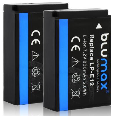 2x Blumax Akku für Canon LP-E12 EOS M200 M100 M50 EOS 100D 800 mAh (7,2V)