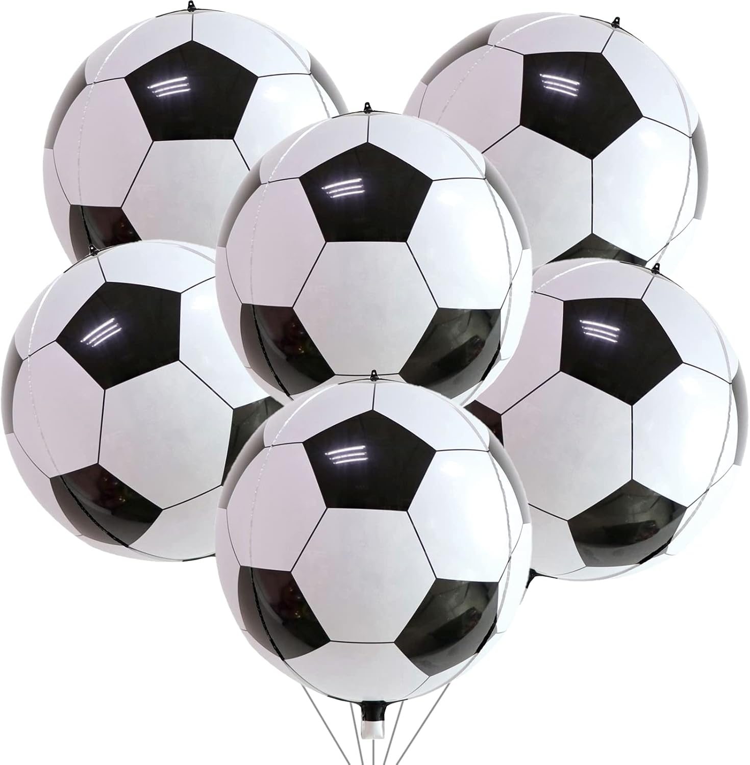 22 Inch 4D Football Foil Balloons 6Pcs Soccer Party Decorations Football Shape