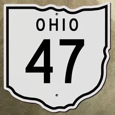 Ohio state route 47 Union City highway marker road sign diecut map outline 15"