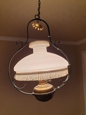 Victorian Opaline Hanging Mains Oil Lamp Shade