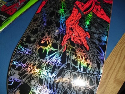 Huf x Marvel Spider-Man #1 Holo Foil Silver Skateboard Deck signed