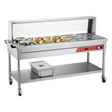 8 Pans  2 Pots Commercial Food Warmer Steam Table With Undershelf Shield