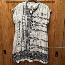 Johnny Was Dress Womens XS Extra Small Silk Embroidered Floral FLAW