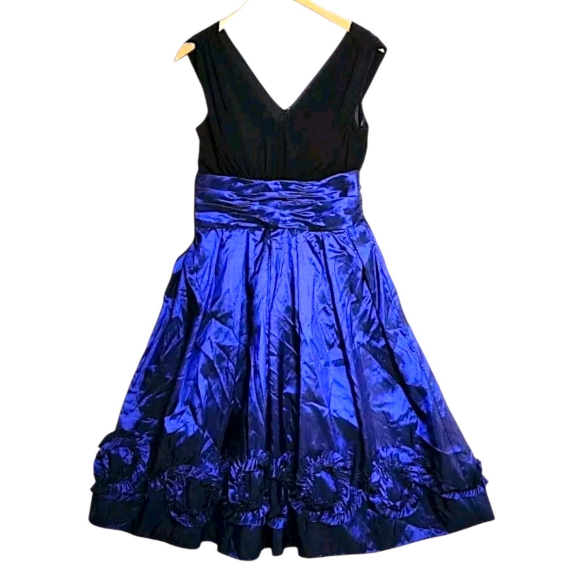 Jessica Howard Dress Size 8 Ruched Ruffle Back Zip A-Line Flare Black  Purple | eBay