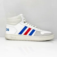 Adidas Mens Hoops 2.0 Mid EE7382 White Basketball Shoes Sneakers Size 10.5