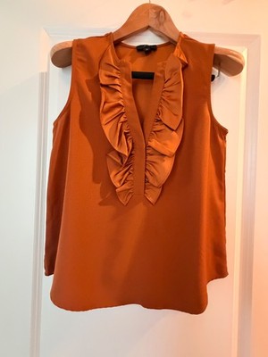 J. Crew Rust (Pumpkin) Silk Blouse w front Sz XS