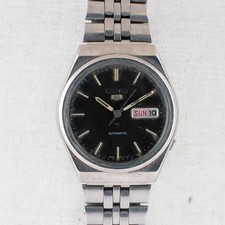 Vintage Seiko 5 Auto 6309-872M Black Dial Bilingual Days Silver Accents Watch
