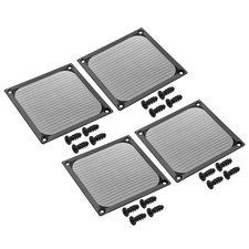 4Pcs 120mm Fan Filter Grills w Screw Aluminum Frame Stainless Steel Mesh Black