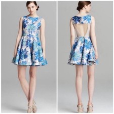 Alice + Olivia Foss Brocade Fit & Flare Floral Jacquard Dress Size 0