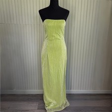 Vtg Jessica Mcclintock Gunne Sax Y2K Prom Formal Dress Strapless Neon Green Sz 7