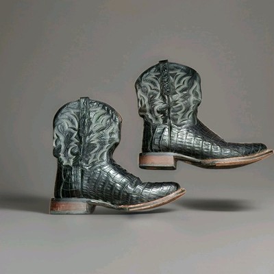 Dan Post Kingsly Genuine Caiman Leather Western Boots Black Men s 12D