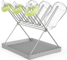 Bottle Drying Rack Stainless Steel Foldable Water Organizer Drain Tray Baby Cups
