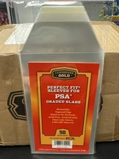 Pack of 50 Cardboard Gold Perfect Fit Graded Card Sleeves for PSA Slabs
