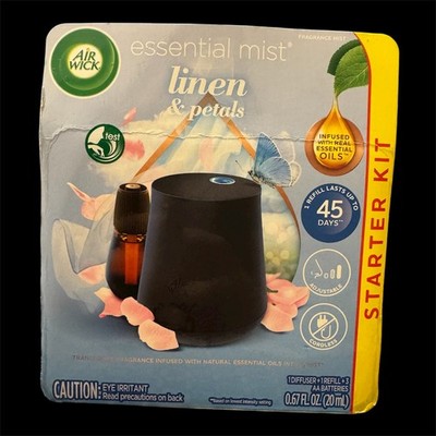 Air Wick Essential Oil Mist Linen & Petals Starter Kit (Diffuser & Refill)