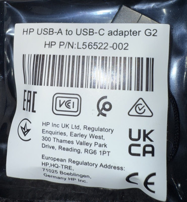 HP USB-A zu USB-C Konverter Modell HP L56522-002 für HP G2 Dock