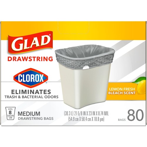 Clorox Drawstring Trash Bags 8 Gallon Odor Control Lemon Scent 80 Count New - Picture 4 of 14