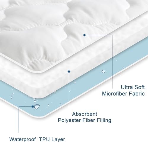 Queen Mattress Pad Protector Waterproof Quilted Deep Pocket